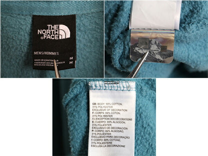 ノースフェイス プリント スウェット フード パーカー メンズ М 古着 The North Face プルオーバー 裏起毛 トレーナー アウトドア ブルー
