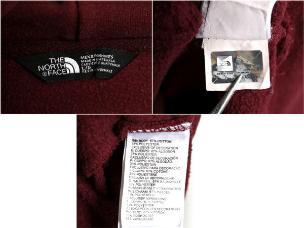 ノースフェイス プリント スウェット フード パーカー メンズ L The North Face プルオーバー 裏起毛 トレーナー アウトドア バーガンディ