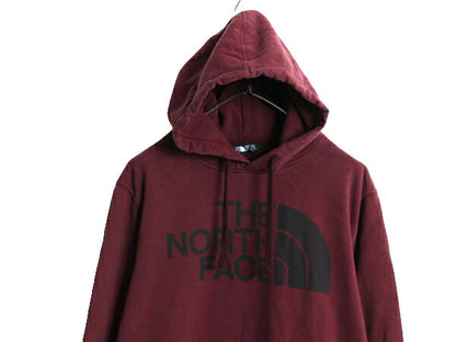 ノースフェイス プリント スウェット フード パーカー メンズ L The North Face プルオーバー 裏起毛 トレーナー アウトドア バーガンディ