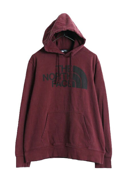 ノースフェイス プリント スウェット フード パーカー メンズ L The North Face プルオーバー 裏起毛 トレーナー アウトドア バーガンディ