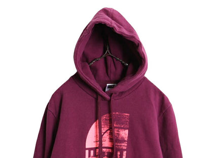 ノースフェイス プリント スウェット フード パーカー レディース XL 古着 The North Face トレーナー プルオーバー アウトドア 裏起毛 紫