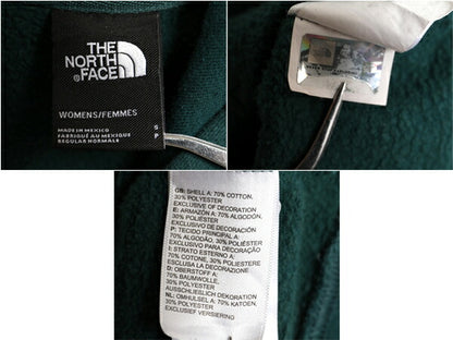 US企画 ノースフェイス プリント スウェット フード パーカー レディース S / 古着 The North Face アウトドア トレーナー 裏起毛 グリーン