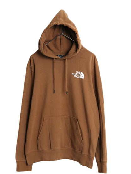 US企画 ノースフェイス プリント スウェット フード パーカー メンズ М / 古着 The North Face 裏起毛 トレーナー プルオーバー ブラウン