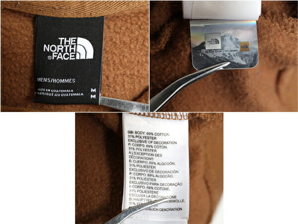 US企画 ノースフェイス プリント スウェット フード パーカー メンズ М / 古着 The North Face 裏起毛 トレーナー プルオーバー ブラウン