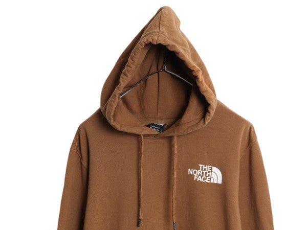 US企画 ノースフェイス プリント スウェット フード パーカー メンズ М / 古着 The North Face 裏起毛 トレーナー プルオーバー ブラウン