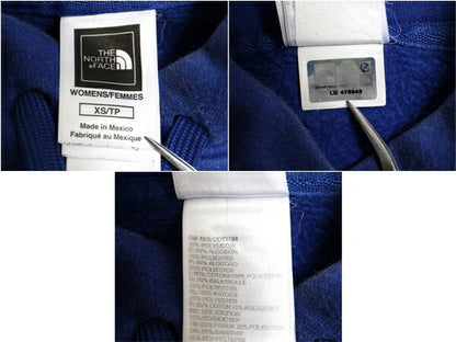 ノースフェイス スウェット フード パーカー レディース XS 古着 The North Face トレーナー スエット 裏起毛 ロゴ 刺繍 アウトドア ブルー