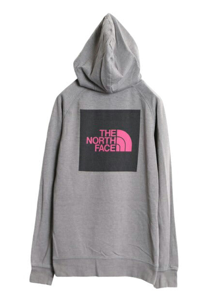 ノースフェイス 両面 プリント スウェット フード パーカー レディース М The North Face プルオーバー 裏起毛 トレーナー アウトドア 灰