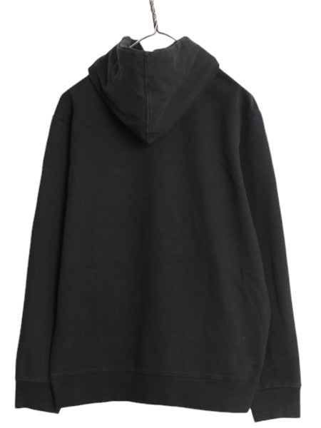ノースフェイス プリント スウェット フード パーカー メンズ L 古着 The North Face トレーナー プルオーバー 裏起毛 アウトドア ブラック