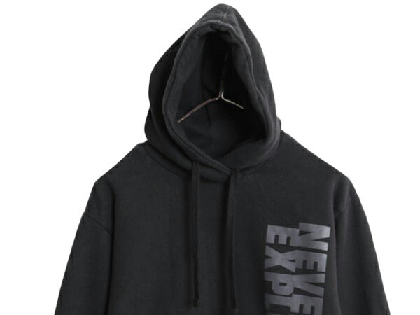 ノースフェイス プリント スウェット フード パーカー メンズ L 古着 The North Face トレーナー プルオーバー 裏起毛 アウトドア ブラック