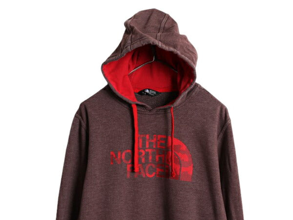 ノースフェイス 迷彩 ロゴ プリント スウェット フード パーカー メンズ М 古着 The North Face プルオーバー 裏起毛 トレーナー ツートン