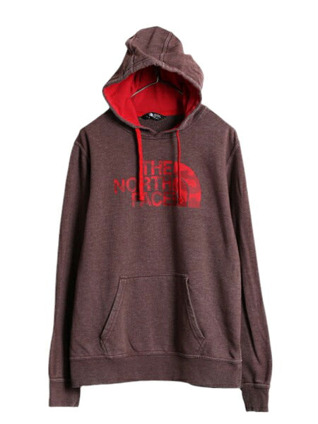 ノースフェイス 迷彩 ロゴ プリント スウェット フード パーカー メンズ М 古着 The North Face プルオーバー 裏起毛 トレーナー ツートン