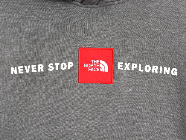 US企画 ノースフェイス プリント スウェット フード パーカー メンズ XL 古着 The North Face ボックスロゴ ワッペン 刺繍 トレーナー 灰
