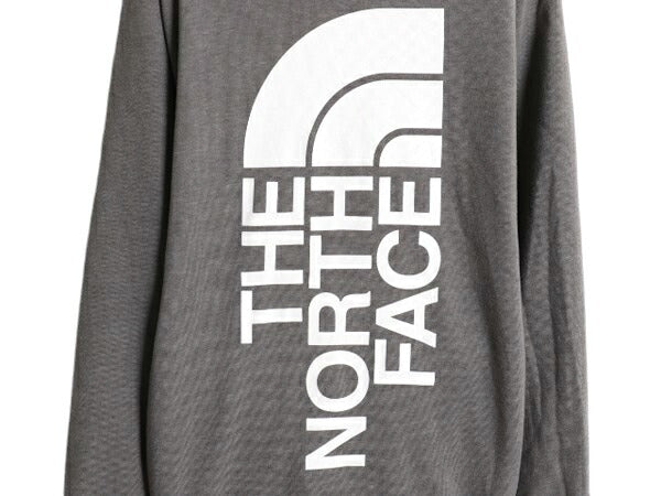 ノースフェイス プリント スウェット フード パーカー メンズ М 古着 The North Face プルオーバー 裏起毛 トレーナー アウトドア グレー