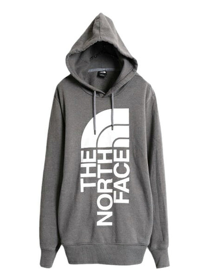 ノースフェイス プリント スウェット フード パーカー メンズ М 古着 The North Face プルオーバー 裏起毛 トレーナー アウトドア グレー