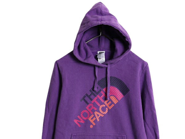 ノースフェイス プリント スウェット フード パーカー レディース М The North Face プルオーバー 裏起毛 トレーナー アウトドア パープル