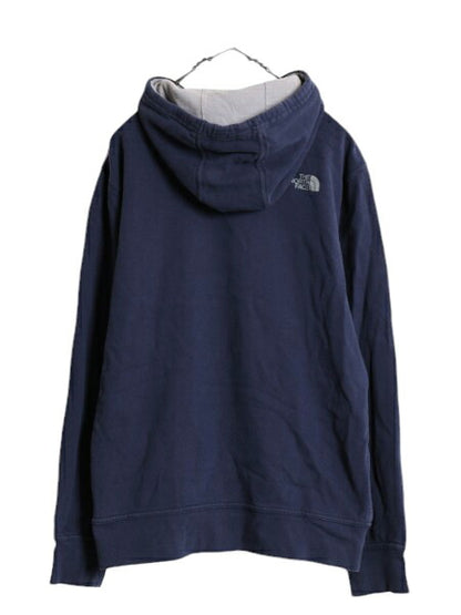 ノースフェイス プリント スウェット フード パーカー メンズ М The North Face 裏起毛 トレーナー プルオーバー アウトドア ツートン 紺