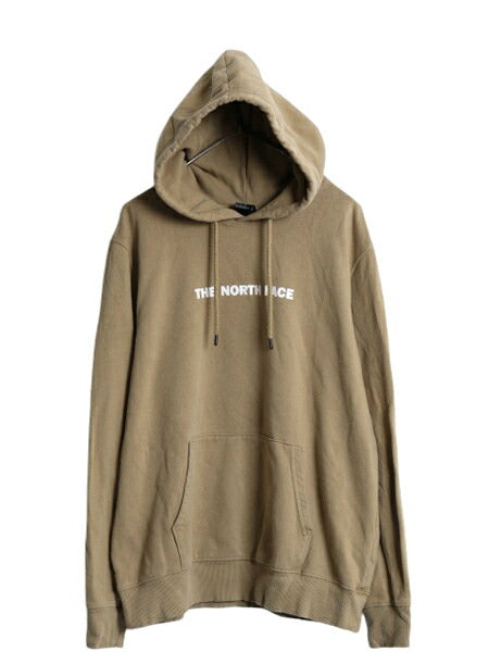 ノースフェイス 両面 プリント スウェット フード パーカー メンズ L The North Face プルオーバー 裏起毛 トレーナー アウトドア ベージュ