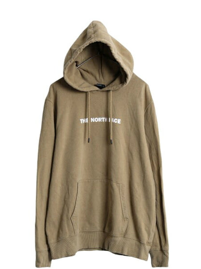 ノースフェイス 両面 プリント スウェット フード パーカー メンズ L The North Face プルオーバー 裏起毛 トレーナー アウトドア ベージュ