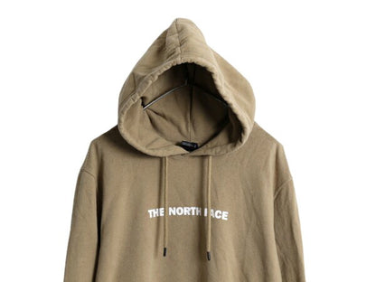 ノースフェイス 両面 プリント スウェット フード パーカー メンズ L The North Face プルオーバー 裏起毛 トレーナー アウトドア ベージュ