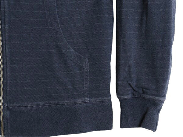 ノースフェイス ボーダー フルジップ スウェット フード パーカー メンズ М / 古着 The North Face 裏 フリース トレーナー ハイネック 紺