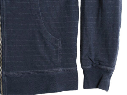 ノースフェイス ボーダー フルジップ スウェット フード パーカー メンズ М / 古着 The North Face 裏 フリース トレーナー ハイネック 紺