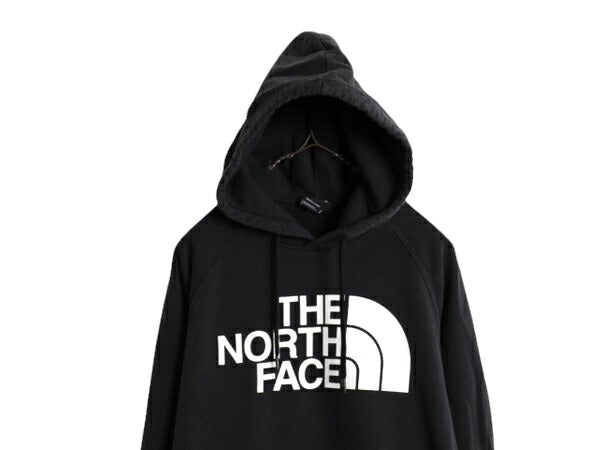 US企画 ノースフェイス プリント スウェット フード パーカー レディース M The North Face プルオーバー 裏起毛 トレーナー アウトドア 黒
