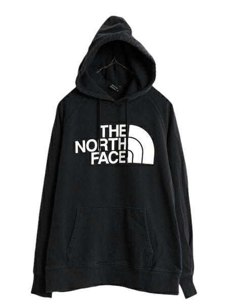 US企画 ノースフェイス プリント スウェット フード パーカー レディース M The North Face プルオーバー 裏起毛 トレーナー アウトドア 黒