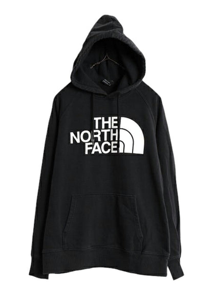 US企画 ノースフェイス プリント スウェット フード パーカー レディース M The North Face プルオーバー 裏起毛 トレーナー アウトドア 黒