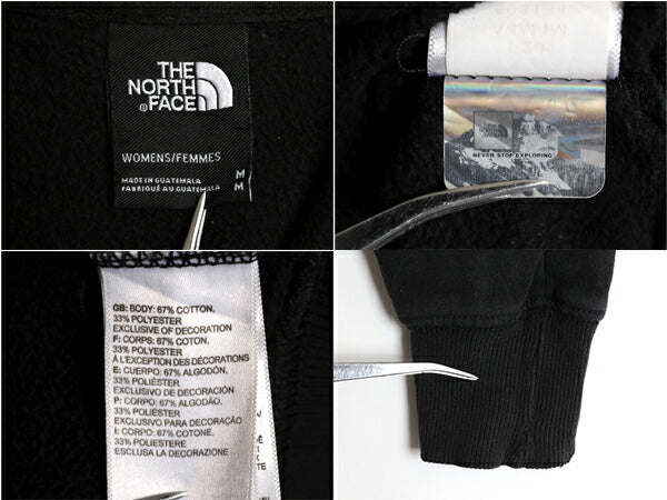 US企画 ノースフェイス プリント スウェット フード パーカー レディース M The North Face プルオーバー 裏起毛 トレーナー アウトドア 黒
