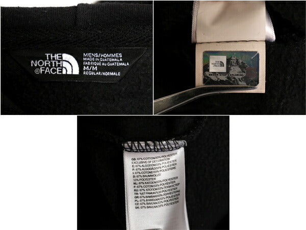 ノースフェイス プリント スウェット フード パーカー メンズ М 古着 The North Face プルオーバー 裏起毛 トレーナー アウトドア 薄手 黒