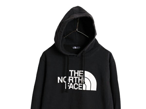 ノースフェイス プリント スウェット フード パーカー メンズ М 古着 The North Face プルオーバー 裏起毛 トレーナー アウトドア 薄手 黒