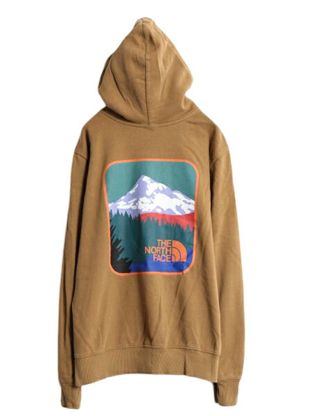 ノースフェイス 両面 プリント スウェット フード パーカー メンズ М 程 古着 The North Face プルオーバー 裏起毛 トレーナー アウトドア