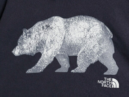 US企画 ノースフェイス プリント スウェット フード パーカー メンズ S The North Face プルオーバー 裏起毛 トレーナー ベア イラスト 紺