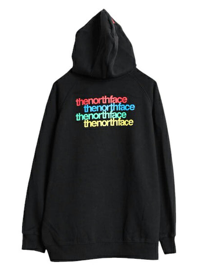 ノースフェイス 両面 プリント スウェット フード パーカー レディース XL The North Face プルオーバー 裏起毛 トレーナー アウトドア 黒