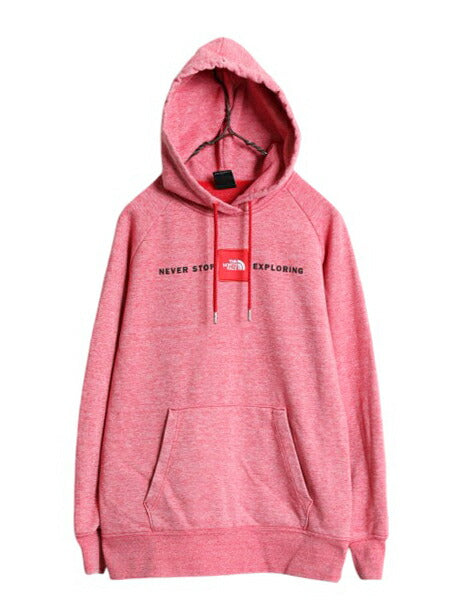 ノースフェイス プリント スウェット フード パーカー レディース S The North Face ボックスロゴ ワッペン アウトドア トレーナー 裏起毛