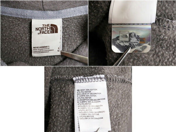 ノースフェイス スウェット フード パーカー メンズ L / 古着 The North Face プルオーバー 裏起毛 トレーナー アウトドア ワンポイント 灰