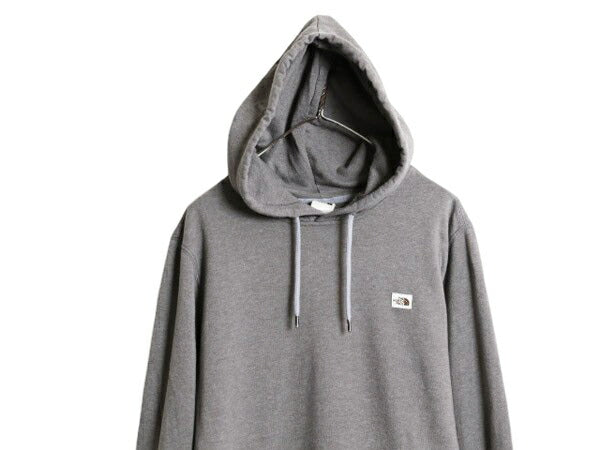 ノースフェイス スウェット フード パーカー メンズ L / 古着 The North Face プルオーバー 裏起毛 トレーナー アウトドア ワンポイント 灰
