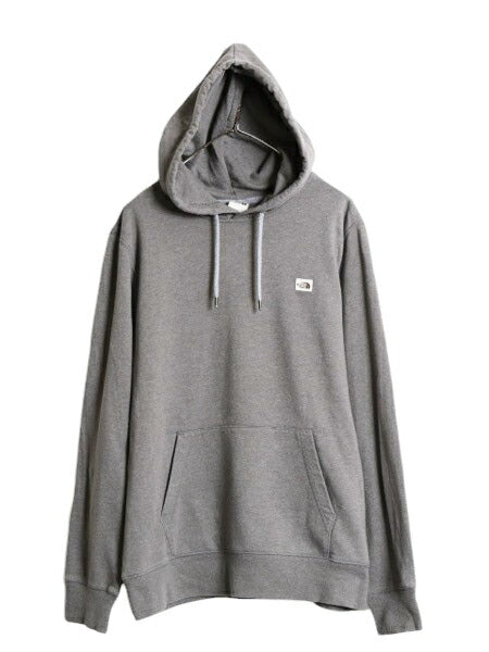 ノースフェイス スウェット フード パーカー メンズ L / 古着 The North Face プルオーバー 裏起毛 トレーナー アウトドア ワンポイント 灰