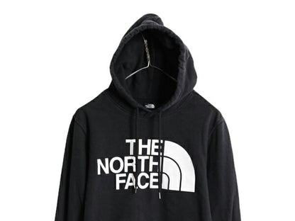 ノースフェイス プリント スウェット フード パーカー メンズ S 古着 The North Face プルオーバー 裏起毛 トレーナー アウトドア ブラック