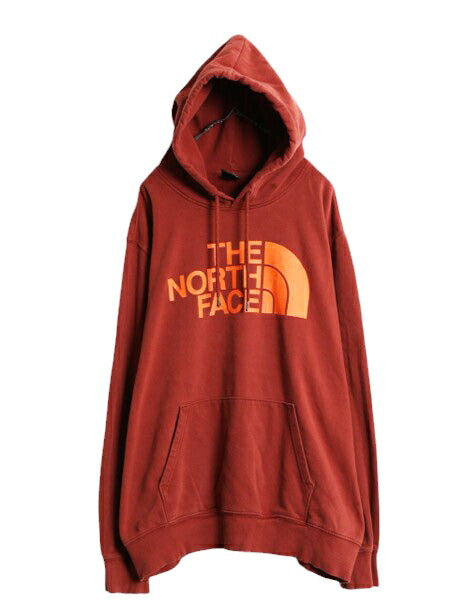 ノースフェイス プリント スウェット フード パーカー メンズ XXL / The North Face プルオーバー 裏起毛 トレーナー アウトドア ブラウン