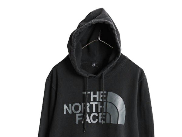 ノースフェイス プリント スウェット フード パーカー メンズ М 程 The North Face プルオーバー 裏起毛 トレーナー アウトドア ブラック