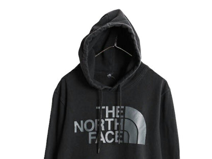 ノースフェイス プリント スウェット フード パーカー メンズ М 程 The North Face プルオーバー 裏起毛 トレーナー アウトドア ブラック
