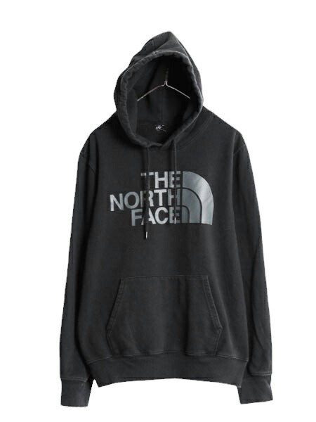 ノースフェイス プリント スウェット フード パーカー メンズ М 程 The North Face プルオーバー 裏起毛 トレーナー アウトドア ブラック