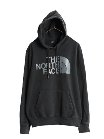 ノースフェイス プリント スウェット フード パーカー メンズ М 程 The North Face プルオーバー 裏起毛 トレーナー アウトドア ブラック