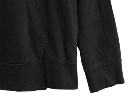 ノースフェイス プリント スウェット フード パーカー メンズ L 古着 The North Face プルオーバー 裏起毛 トレーナー アウトドア 薄手 黒