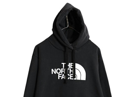 ノースフェイス プリント スウェット フード パーカー メンズ L 古着 The North Face アウトドア プルオーバー 裏起毛 トレーナー ブラック
