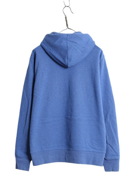 ノースフェイス プリント スウェット フード パーカー メンズ М 古着 The North Face トレーナー プルオーバー 裏起毛 アウトドア ブルー
