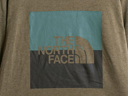 ノースフェイス 両面 プリント スウェット フード パーカー メンズ L 古着 The North Face プルオーバー 裏起毛 トレーナー アウトドア 緑