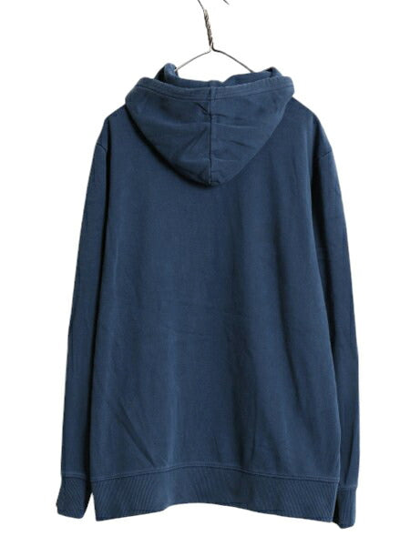 US企画 ノースフェイス プリント スウェット フード パーカー メンズ XL 古着 The North Face アウトドア スエット プルオーバー ネイビー