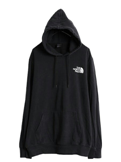 ノースフェイス 両面 プリント スウェット フード パーカー メンズ XL The North Face アウトドア トレーナー プルオーバー 薄手 ブラック